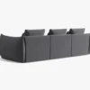 SOFA MODUŁOWA Bloom 4-osobowa o designerskim stylu, zaoblone kształty, przeszycia na siedzisku, ciemnoszara tapicerka, ekskluzywna