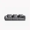 SOFA MODUŁOWA Bloom 4-osobowa o designerskim stylu, zaoblone kształty, przeszycia na siedzisku, ciemnoszara tapicerka