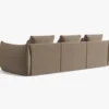 SOFA MODUŁOWA Bloom 4-osobowa o designerskim stylu, zaoblone kształty, przeszycia na siedzisku, jasnobrązowa tapicerka, ekskluzywna