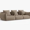 SOFA MODUŁOWA Bloom 4-osobowa o designerskim stylu, zaoblone kształty, przeszycia na siedzisku, jasnobrązowa tapicerka, piękna
