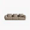 SOFA MODUŁOWA Bloom 4-osobowa o designerskim stylu, zaoblone kształty, przeszycia na siedzisku, jasnobrązowa tapicerka
