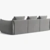 SOFA MODUŁOWA Bloom 4-osobowa o designerskim stylu, zaoblone kształty, przeszycia na siedzisku, szara tapicerka, ekskluzywna