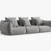 SOFA MODUŁOWA Bloom 4-osobowa o designerskim stylu, zaoblone kształty, przeszycia na siedzisku, szara tapicerka, piękna