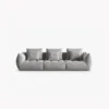 SOFA MODUŁOWA Bloom 4-osobowa o designerskim stylu, zaoblone kształty, przeszycia na siedzisku, szara tapicerka