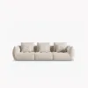 SOFA MODUŁOWA Bloom 4-osobowa o designerskim stylu, zaoblone kształty, przeszycia na siedzisku, tapicerka ecru