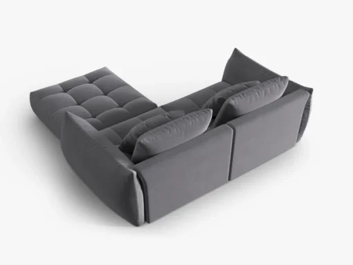 SOFA MODUŁOWA Narożna Bloom o zaoblonych kształtach, ciemnoszara tapicerka, designerski styl - 232 cm, ekskluzywna