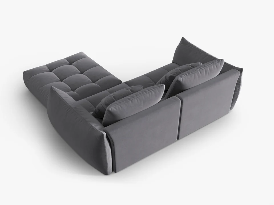 SOFA MODUŁOWA Narożna Bloom o zaoblonych kształtach, ciemnoszara tapicerka, designerski styl - 232 cm, ekskluzywna SOFA MODUŁOWA Narożna Bloom o zaoblonych kształtach, ciemnoszara tapicerka, designerski styl - 232 cm, ekskluzywna