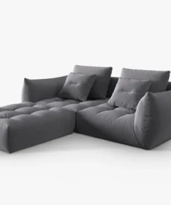 SOFA MODUŁOWA Narożna Bloom o zaoblonych kształtach, ciemnoszara tapicerka, designerski styl - 232 cm, piękna