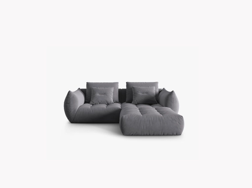 SOFA MODUŁOWA Narożna Bloom o zaoblonych kształtach, ciemnoszara tapicerka, designerski styl - 232 cm SOFA MODUŁOWA Narożna Bloom o zaoblonych kształtach, ciemnoszara tapicerka, designerski styl - 232 cm