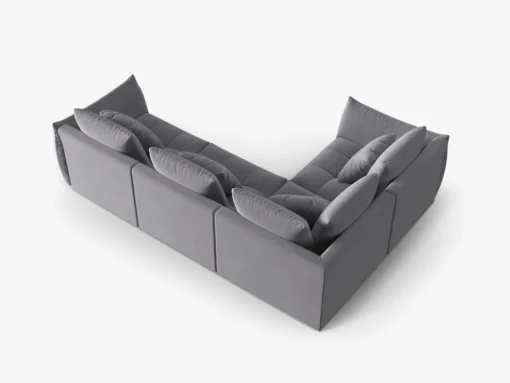 SOFA MODUŁOWA Narożna Bloom o zaoblonych kształtach, ciemnoszara tapicerka, designerski styl - 316 cm, ekskluzywna