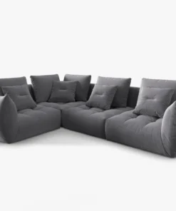 SOFA MODUŁOWA Narożna Bloom o zaoblonych kształtach, ciemnoszara tapicerka, designerski styl - 316 cm, piękna