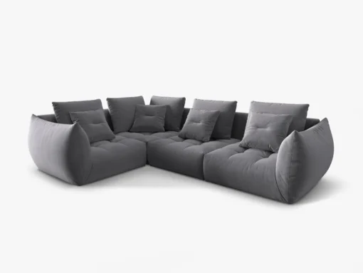SOFA MODUŁOWA Narożna Bloom o zaoblonych kształtach, ciemnoszara tapicerka, designerski styl - 316 cm, piękna