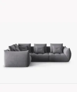 SOFA MODUŁOWA Narożna Bloom o zaoblonych kształtach, ciemnoszara tapicerka, designerski styl - 316 cm