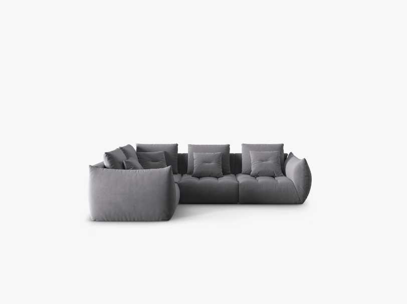 SOFA MODUŁOWA Narożna Bloom o zaoblonych kształtach, ciemnoszara tapicerka, designerski styl - 316 cm SOFA MODUŁOWA Narożna Bloom o zaoblonych kształtach, ciemnoszara tapicerka, designerski styl - 316 cm
