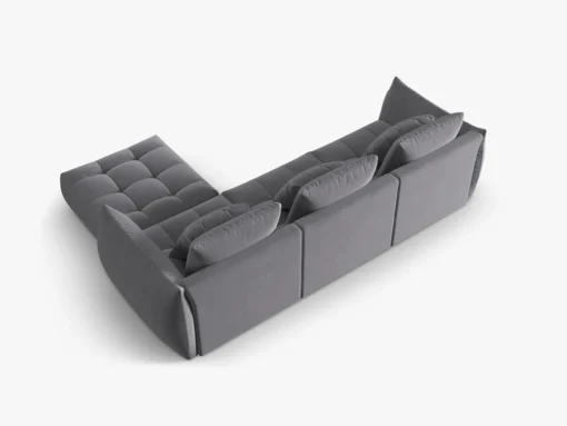 SOFA MODUŁOWA Narożna Bloom o zaoblonych kształtach, ciemnoszara tapicerka, designerski styl - 332 cm, ekskluzywna