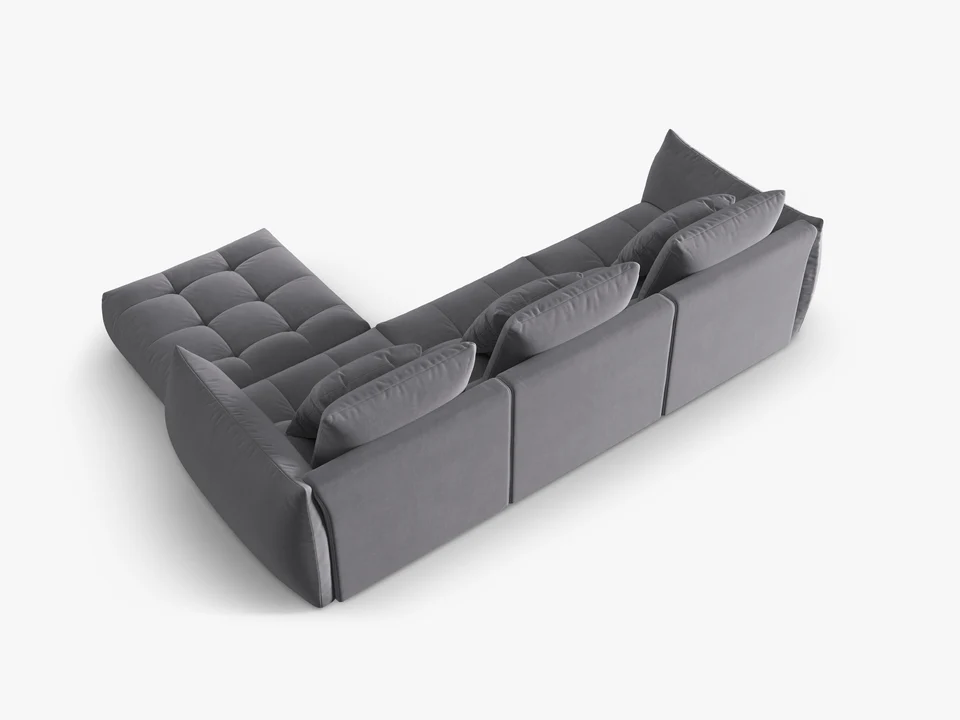 SOFA MODUŁOWA Narożna Bloom o zaoblonych kształtach, ciemnoszara tapicerka, designerski styl - 332 cm, ekskluzywna SOFA MODUŁOWA Narożna Bloom o zaoblonych kształtach, ciemnoszara tapicerka, designerski styl - 332 cm, ekskluzywna