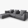SOFA MODUŁOWA Narożna Bloom o zaoblonych kształtach, ciemnoszara tapicerka, designerski styl - 332 cm, piękna