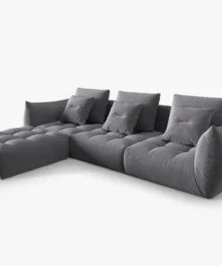 SOFA MODUŁOWA Narożna Bloom o zaoblonych kształtach, ciemnoszara tapicerka, designerski styl - 332 cm, piękna