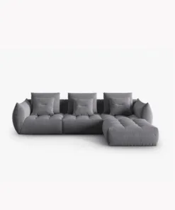 SOFA MODUŁOWA Narożna Bloom o zaoblonych kształtach, ciemnoszara tapicerka, designerski styl - 332 cm