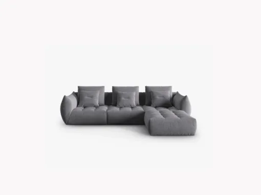 SOFA MODUŁOWA Narożna Bloom o zaoblonych kształtach, ciemnoszara tapicerka, designerski styl - 332 cm