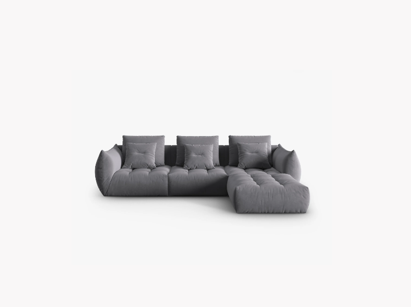 SOFA MODUŁOWA Narożna Bloom o zaoblonych kształtach, ciemnoszara tapicerka, designerski styl - 332 cm SOFA MODUŁOWA Narożna Bloom o zaoblonych kształtach, ciemnoszara tapicerka, designerski styl - 332 cm