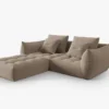 SOFA MODUŁOWA Narożna Bloom o zaoblonych kształtach, jasnobrązowa tapicerka, designerski styl - 232 cm, piękna