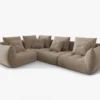 SOFA MODUŁOWA Narożna Bloom o zaoblonych kształtach, jasnobrązowa tapicerka, designerski styl - 316 cm, piękna