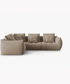 SOFA MODUŁOWA Narożna Bloom o zaoblonych kształtach, jasnobrązowa tapicerka, designerski styl - 316 cm