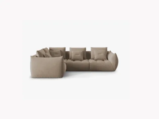 SOFA MODUŁOWA Narożna Bloom o zaoblonych kształtach, jasnobrązowa tapicerka, designerski styl - 316 cm