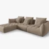 SOFA MODUŁOWA Narożna Bloom o zaoblonych kształtach, jasnobrązowa tapicerka, designerski styl - 332 cm, piękna