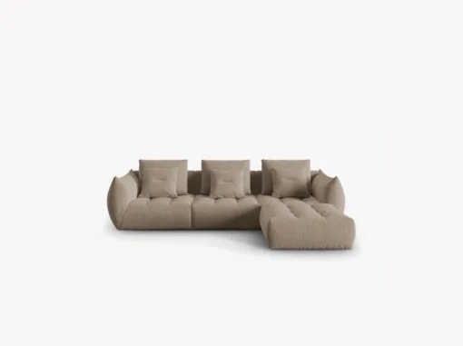 SOFA MODUŁOWA Narożna Bloom o zaoblonych kształtach, jasnobrązowa tapicerka, designerski styl - 332 cm