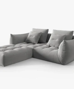 SOFA MODUŁOWA Narożna Bloom o zaoblonych kształtach, szara tapicerka, designerski styl - 232 cm, piękna
