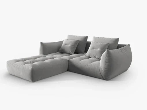 SOFA MODUŁOWA Narożna Bloom o zaoblonych kształtach, szara tapicerka, designerski styl - 232 cm, piękna
