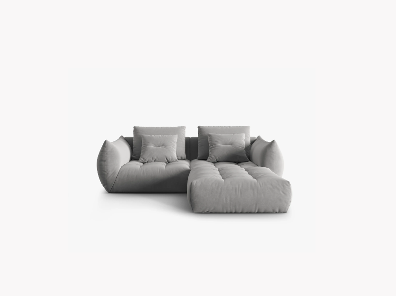 SOFA MODUŁOWA Narożna Bloom o zaoblonych kształtach, szara tapicerka, designerski styl - 232 cm SOFA MODUŁOWA Narożna Bloom o zaoblonych kształtach, szara tapicerka, designerski styl - 232 cm