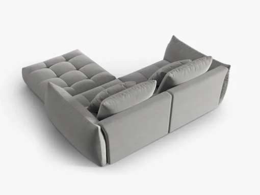 SOFA MODUŁOWA Narożna Bloom o zaoblonych kształtach, szara tapicerka, designerski styl - 232 cm, wyjątkowa