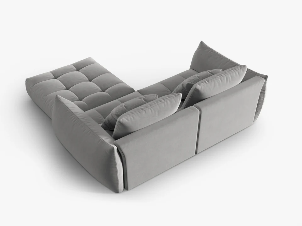 SOFA MODUŁOWA Narożna Bloom o zaoblonych kształtach, szara tapicerka, designerski styl - 232 cm, wyjątkowa SOFA MODUŁOWA Narożna Bloom o zaoblonych kształtach, szara tapicerka, designerski styl - 232 cm, wyjątkowa