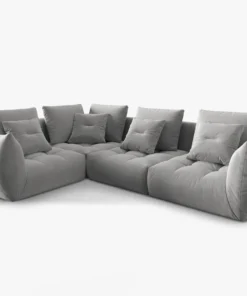 SOFA MODUŁOWA Narożna Bloom o zaoblonych kształtach, szara tapicerka, designerski styl - 316 cm, piękna