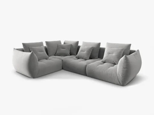 SOFA MODUŁOWA Narożna Bloom o zaoblonych kształtach, szara tapicerka, designerski styl - 316 cm, piękna