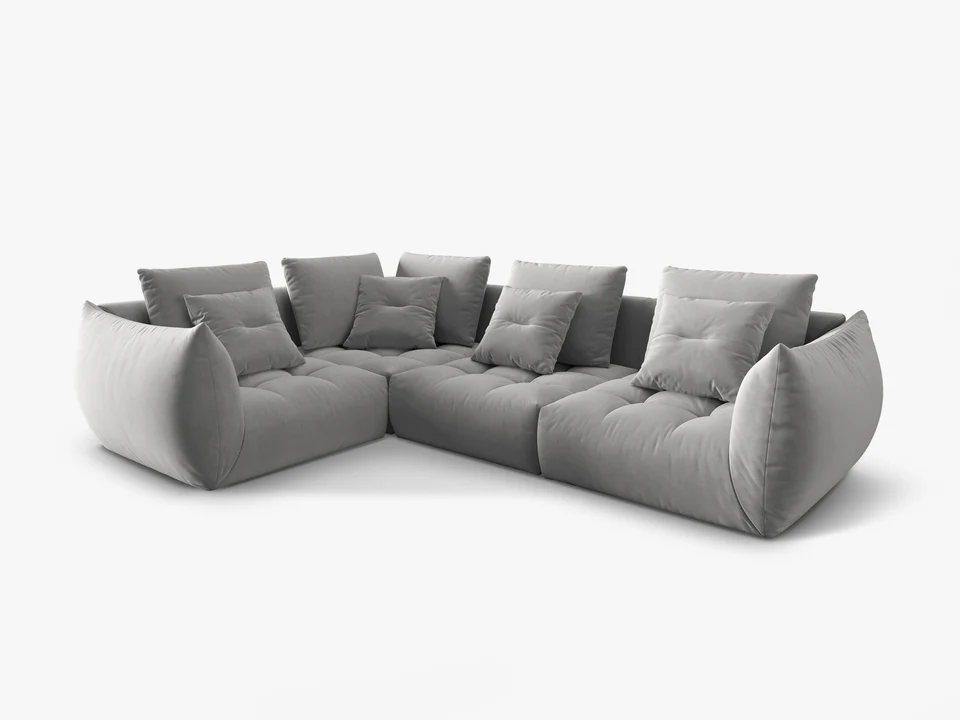 SOFA MODUŁOWA Narożna Bloom o zaoblonych kształtach, szara tapicerka, designerski styl - 316 cm, piękna SOFA MODUŁOWA Narożna Bloom o zaoblonych kształtach, szara tapicerka, designerski styl - 316 cm, piękna