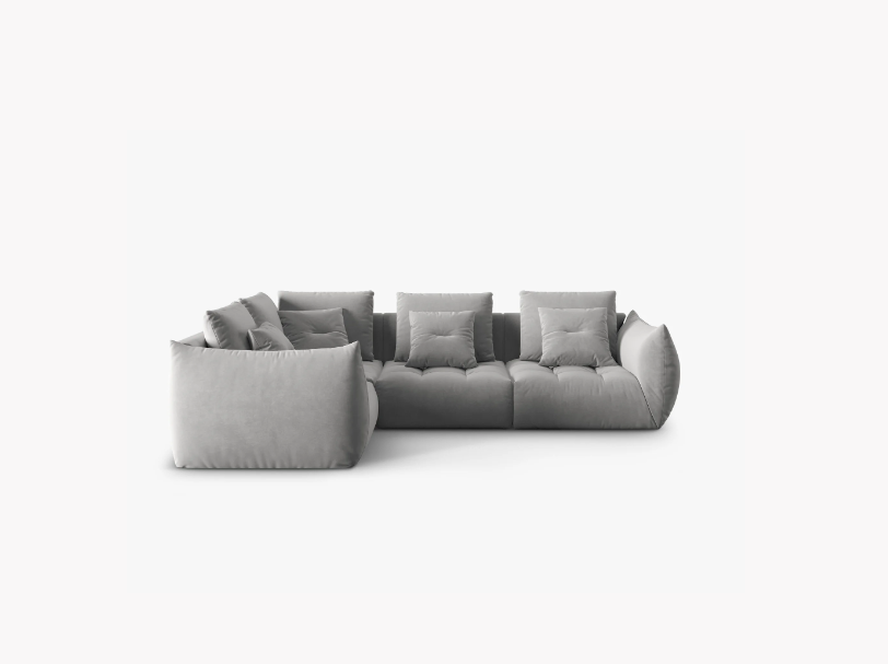 SOFA MODUŁOWA Narożna Bloom o zaoblonych kształtach, szara tapicerka, designerski styl - 316 cm SOFA MODUŁOWA Narożna Bloom o zaoblonych kształtach, szara tapicerka, designerski styl - 316 cm