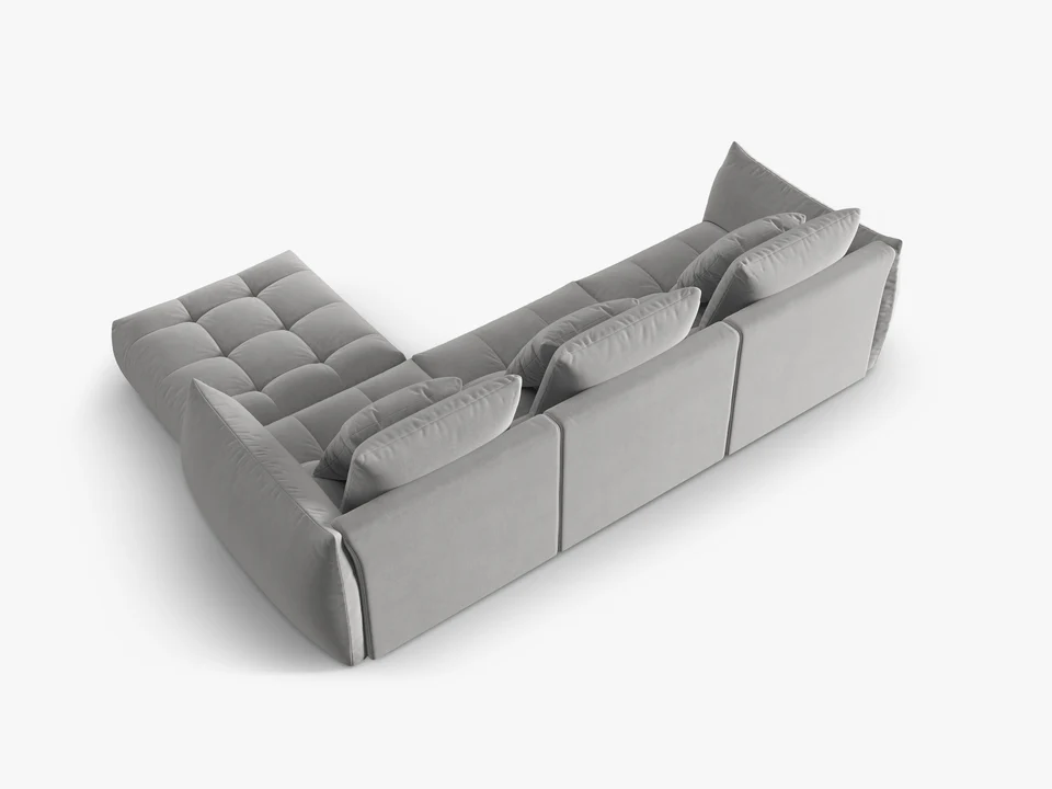 SOFA MODUŁOWA Narożna Bloom o zaoblonych kształtach, szara tapicerka, designerski styl - 332 cm, ekskluzywna SOFA MODUŁOWA Narożna Bloom o zaoblonych kształtach, szara tapicerka, designerski styl - 332 cm, ekskluzywna