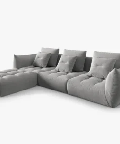 SOFA MODUŁOWA Narożna Bloom o zaoblonych kształtach, szara tapicerka, designerski styl - 332 cm, piękna