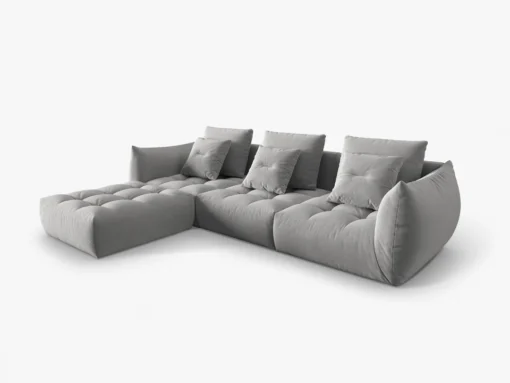 SOFA MODUŁOWA Narożna Bloom o zaoblonych kształtach, szara tapicerka, designerski styl - 332 cm, piękna