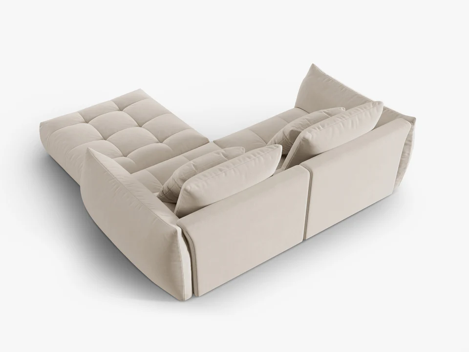 SOFA MODUŁOWA Narożna Bloom o zaoblonych kształtach, tapicerka ecru, designerski styl - 232 cm, ekskzluwyna SOFA MODUŁOWA Narożna Bloom o zaoblonych kształtach, tapicerka ecru, designerski styl - 232 cm, ekskluzywna
