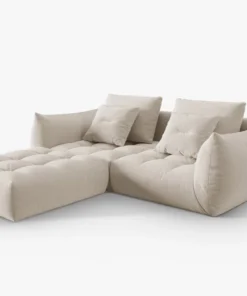 SOFA MODUŁOWA Narożna Bloom o zaoblonych kształtach, tapicerka ecru, designerski styl - 232 cm, piękna