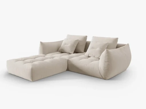 SOFA MODUŁOWA Narożna Bloom o zaoblonych kształtach, tapicerka ecru, designerski styl - 232 cm, piękna
