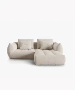 SOFA MODUŁOWA Narożna Bloom o zaoblonych kształtach, tapicerka ecru, designerski styl - 232 cm