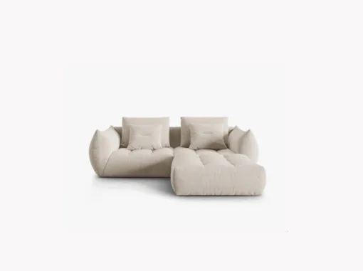 SOFA MODUŁOWA Narożna Bloom o zaoblonych kształtach, tapicerka ecru, designerski styl - 232 cm