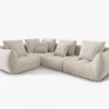 SOFA MODUŁOWA Narożna Bloom o zaoblonych kształtach, tapicerka ecru, designerski styl - 316 cm, piękna