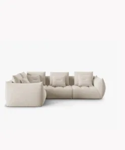 SOFA MODUŁOWA Narożna Bloom o zaoblonych kształtach, tapicerka ecru, designerski styl - 316 cm